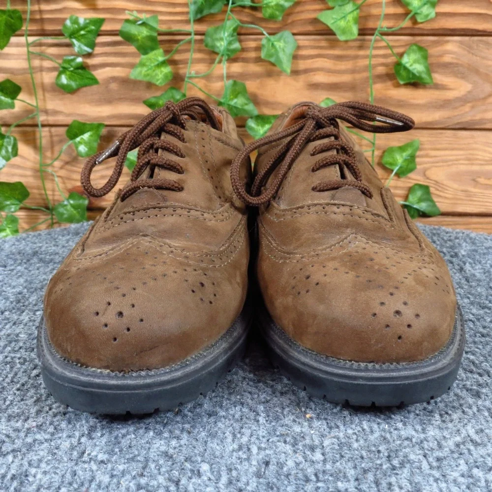 Claybrooke Montana Men Wingtip Oxford 7.5 M Dress Work Brown Leather Lug Sole